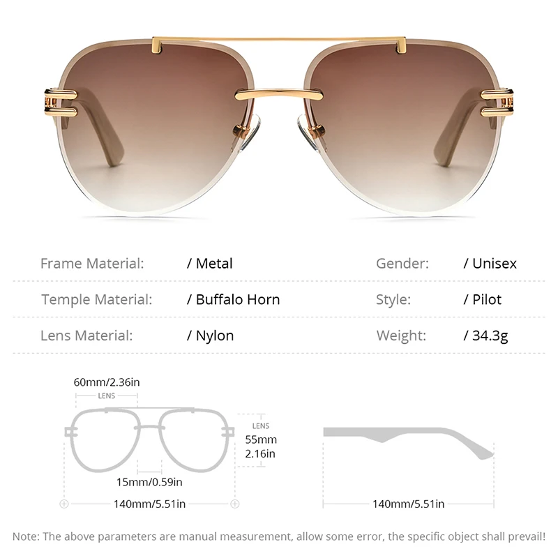 HEPIDEM Buffalo Horn Sunglasses Men Famous Luxury Brand Design Rimless Sun Glasses Diamond Eyewear Buffs Frameless Eyeglasses 39 - view 5