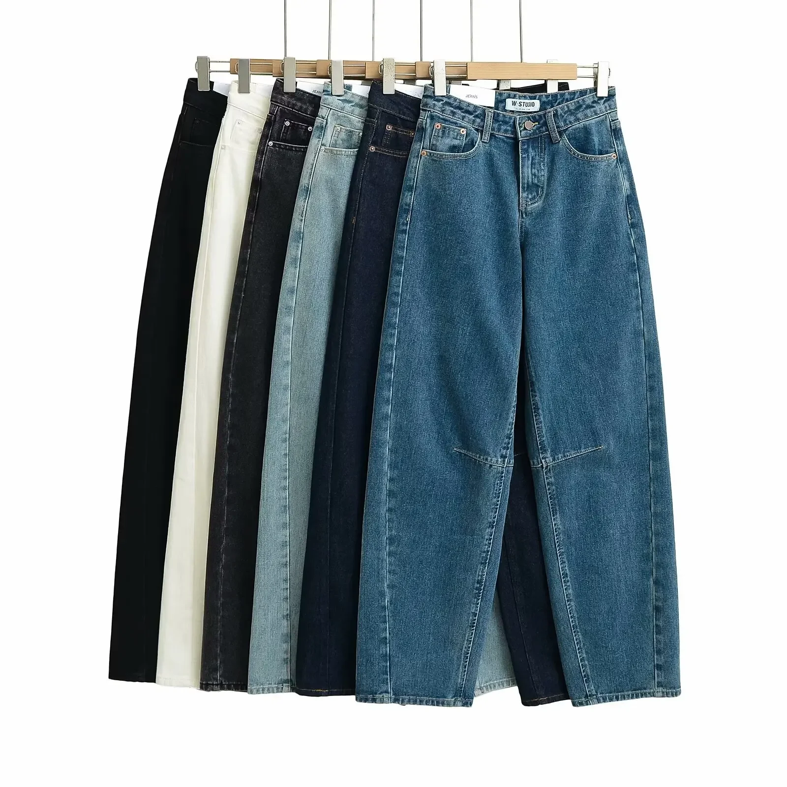 Jeans mit hoher Taille und geradem Bein, Retro-Jeans mit gewaschenem Messerrand, amerikanischer Stil, würzige Micro-Form, Jeans mit hoher Taille