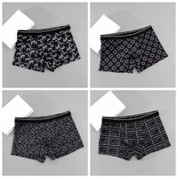4PCS Comfortable Stripe Letter Men's Flat Panties Large Size Low Waist Boxer Shorts Male Seamless Underpants Mens Underwear Man