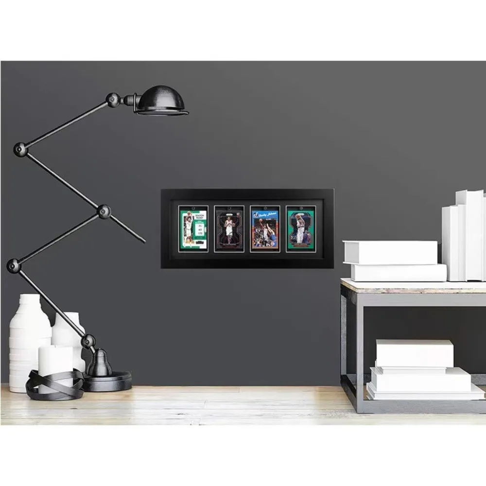 New 4Grids Trading Cards Display Frame Wall Mounted Wooden Champion Card Rack Exhibits Collection Card Display Racks