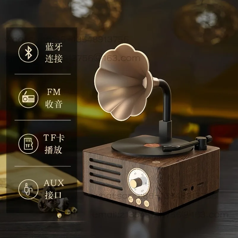 Phonograph bluetooth speaker retro speaker stereo rotating vinyl record player gift item