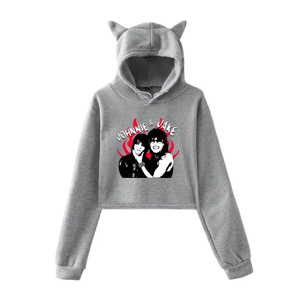 Jake Webber Jake & Johnnie Vintage 90s Streetwear logo Hoodie Merch Hoodies Sweatshirts for Girls Cat Ear Crop