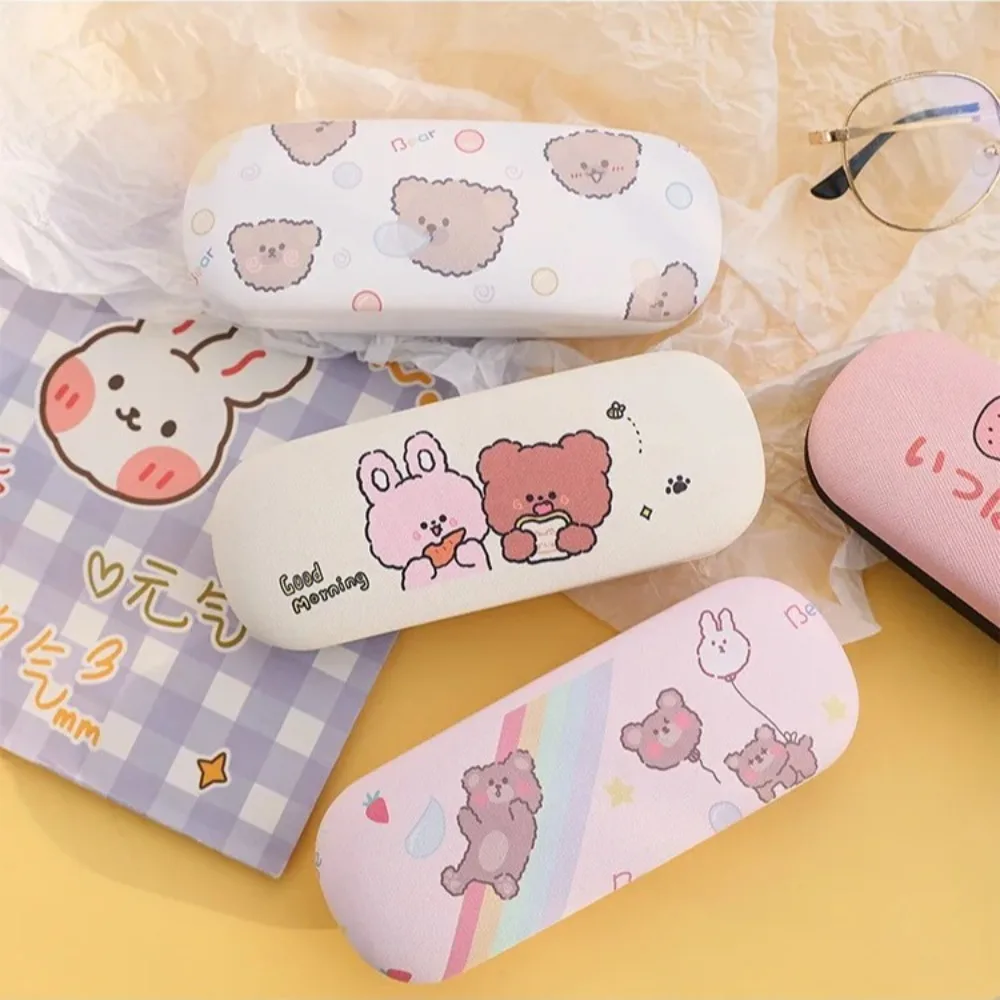 PVC Cartoon Glasses Case New Unisex Cute Bear Rabbit Eyewear Protector Cover Portable Anti-Fall Reading Glasses Box