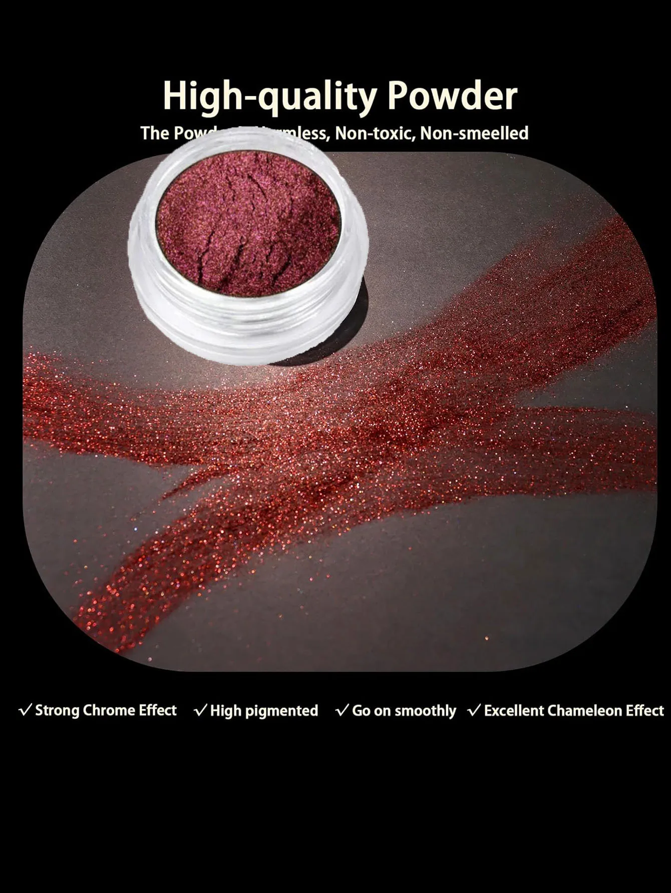 1 barattolo di glitter per unghie effetto specchio camaleonte rosso net0.5g polvere per unghie cromata metallizzata scintillante lucentezza lucidatura UV polvere per manicure