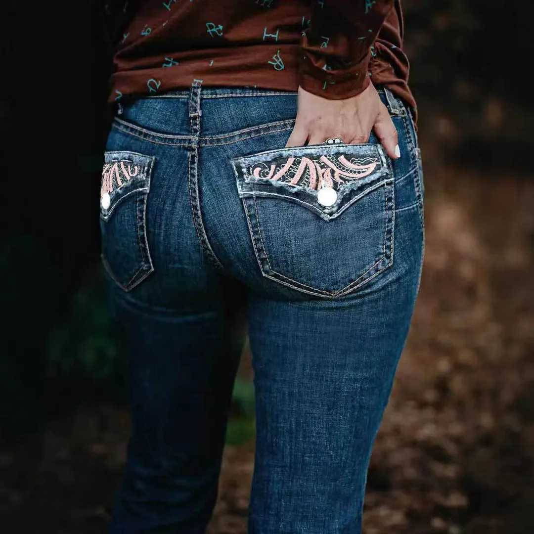 Flare Pants Bit Cut Jean Women High Waist Jeans Vintage Washed Loose Fit Pockets Zipper Fly Full Length Trousers 2025 Summer