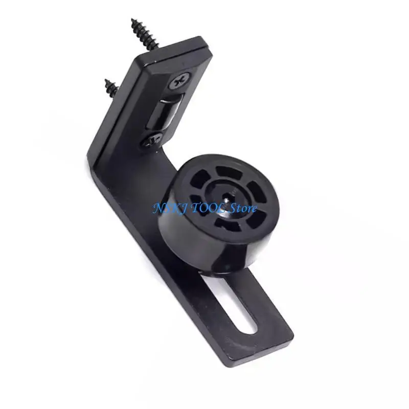 نظام بكرة مسار باب الحظيرة L8RC، سهل التركيب، دليل باب بقاعدة من الفولاذ الكربوني، تصميم مضاد للتمايل، لمسة نهائية سوداء غير #5