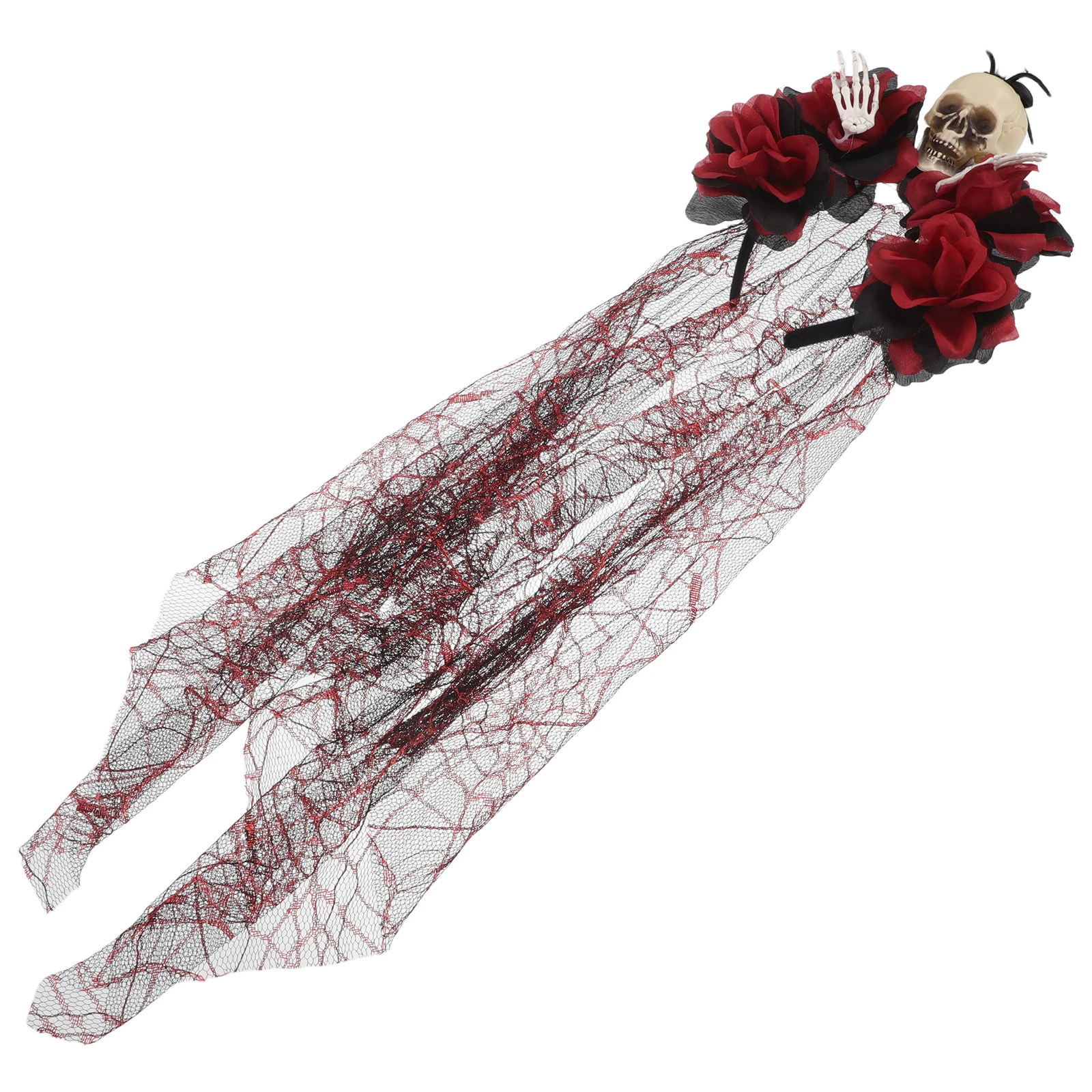 

Skull Hair Accessory Black Rose Veil Headband Lightweight Halloween Costume Party Festival Cosplay Headdress For Women Day