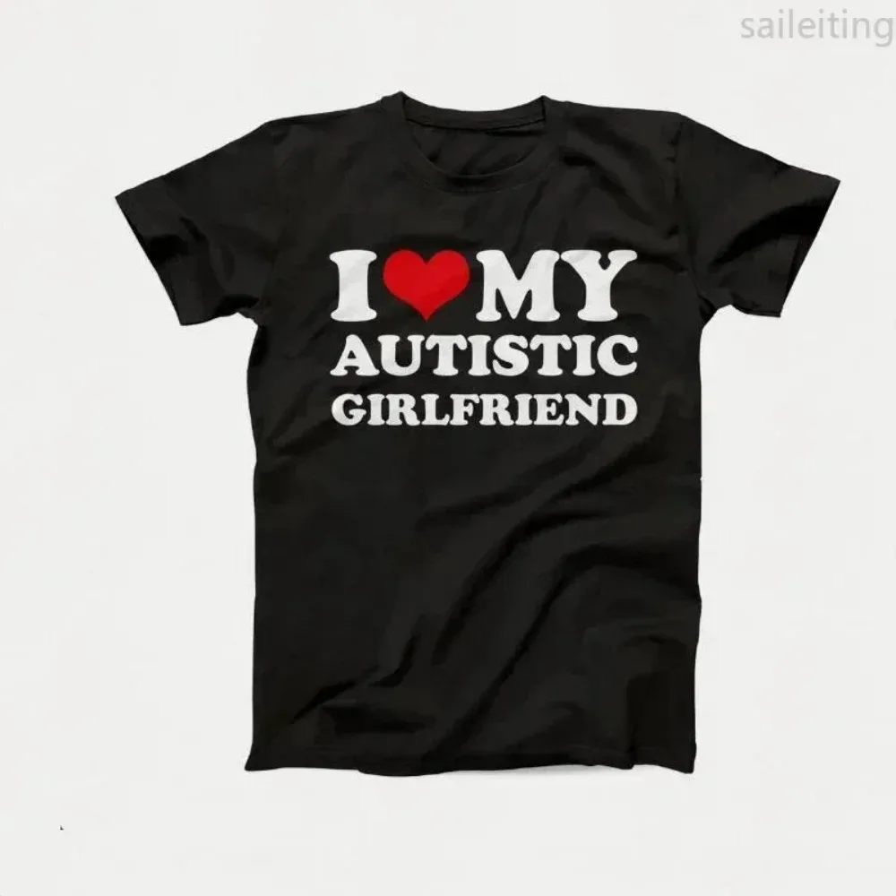 Ich liebe meine autistische Freundin, Freund, T-Shirt, passendes Paar-T-Shirt, für Sie und Ihn, kurzärmliges T-Shirt, Streetwear, Y2K – Detail 9