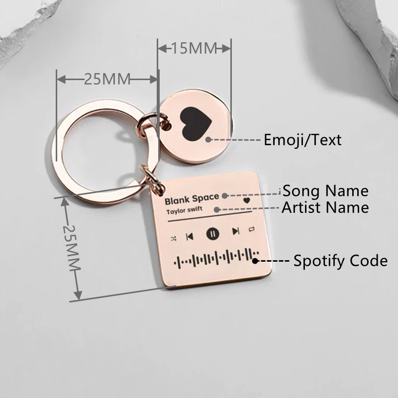 Personalized Song Keychain Stainless Steel Custom Spotify Code Meaningful Keyrings for Birthday Anniversary Present Gift