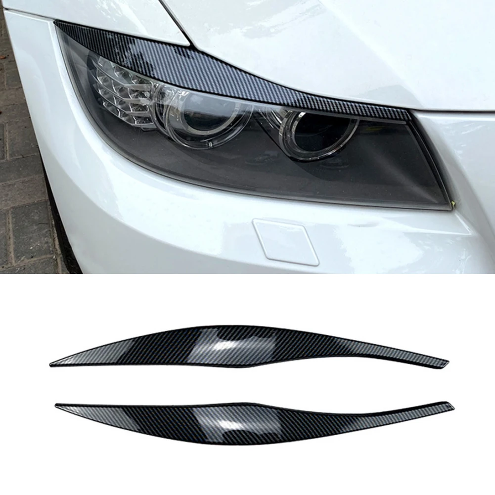 Brand New Car Headlight Eyebrows 2Pcs Black Car Accessories Car Exterior Decorate Directly Replacement Plastic