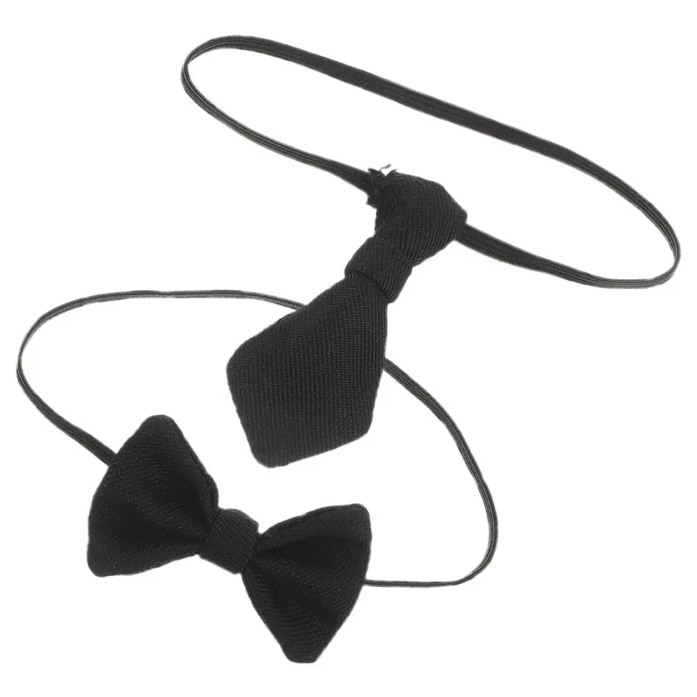 2Pcs Tiny Bow Tie Set for 20Cm Cotton Stylish Miniature Neckwear Dollhouse Decoration Pretend Play Craft Supply Cute