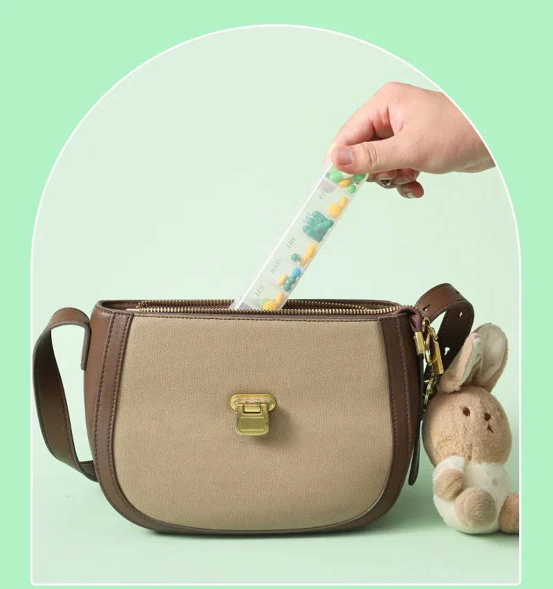 Neue Mini-Wochenpillenbox Tablettenhalter 7-Tage-Medikamentenbox Aufbewahrungsorganizer Behälter für Vitamine Fischöle Gitterförmige Fächer – Detail 7