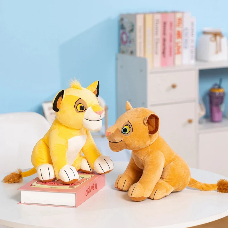 Kawaii Lion King Cub Plush Doll Bright Yellow Simba Brown Nala Stuffed Toy Vivid Embroidery Face Cartoon Decor Gifts.