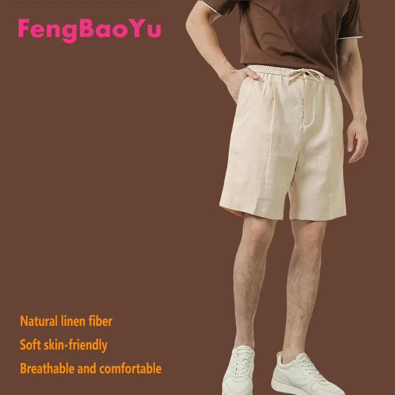 

Мужские шорты Fengbaoyu из 100% натурального льна с эластичным поясом, прямого кроя, для активного отдыха, обеспечивающие прохладу.