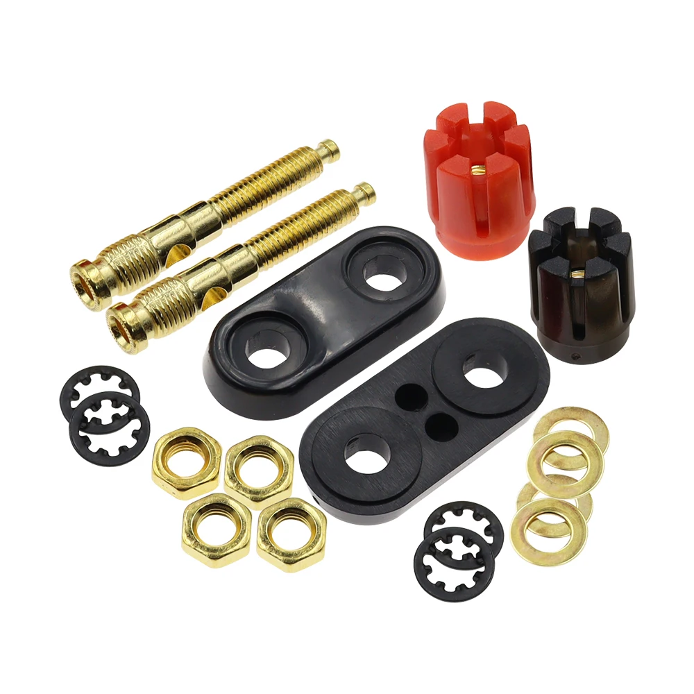 pcs Dual-unit dual-position speaker amplifier binding posts, red and black, double hex/dual cloverhead 4mm banana plug terminals
