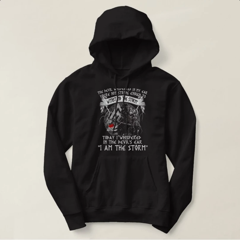 

I Am The Storm. Nordic Warriors Inscriptions Pullover Hoodie 100% Cotton Comfortable Casual Mens Sweatshirts Fashion Streetwear