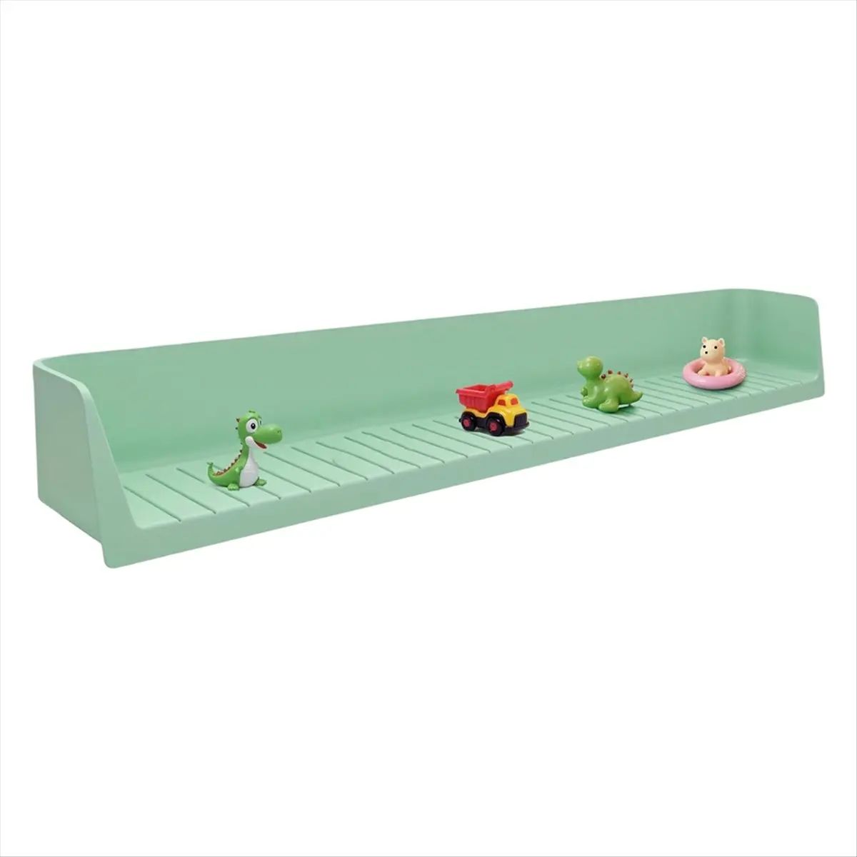 Longer Splash Guard for Bathtub Kids, Silicone Water Splash Guard, Toy Tray Holder for Tub, Bathtub Splash Guard Green