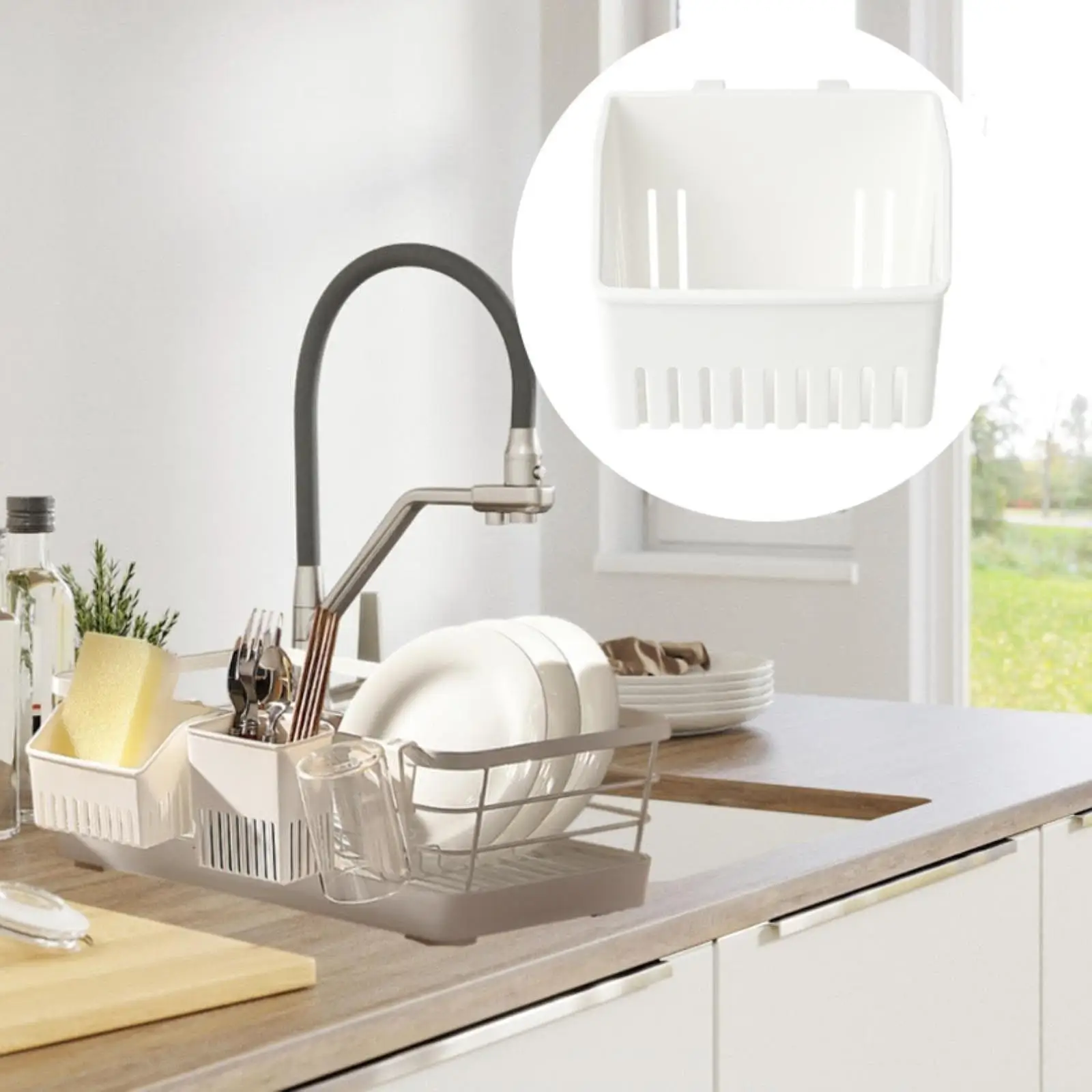 Kitchen Utensil Drying Rack PP Material Cutlery Drainer Tray Organizer Box for Forks and Spoons