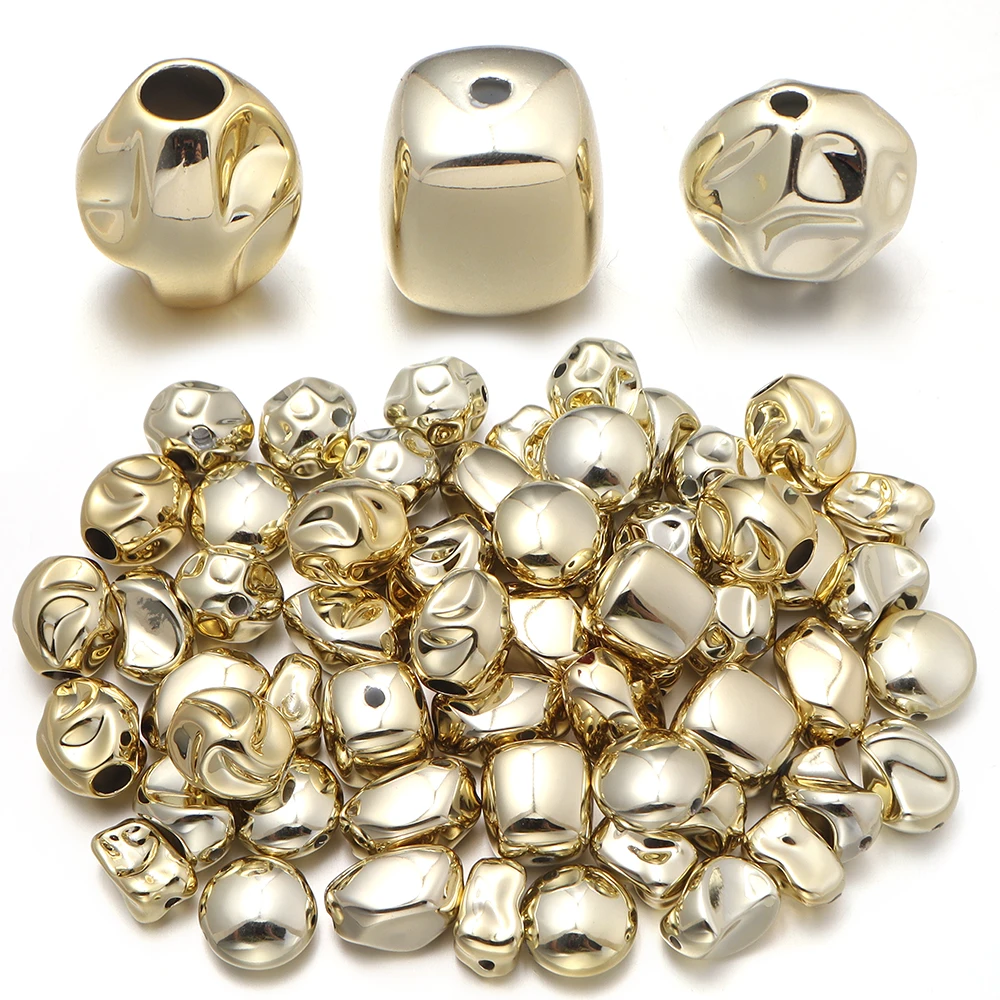 5-10pcs/lot Irregular shaped Acrylic Spacer Beads Gold Color Loose Beads For Handmade Bracelet Earrings DIY Jewelry Accessories
