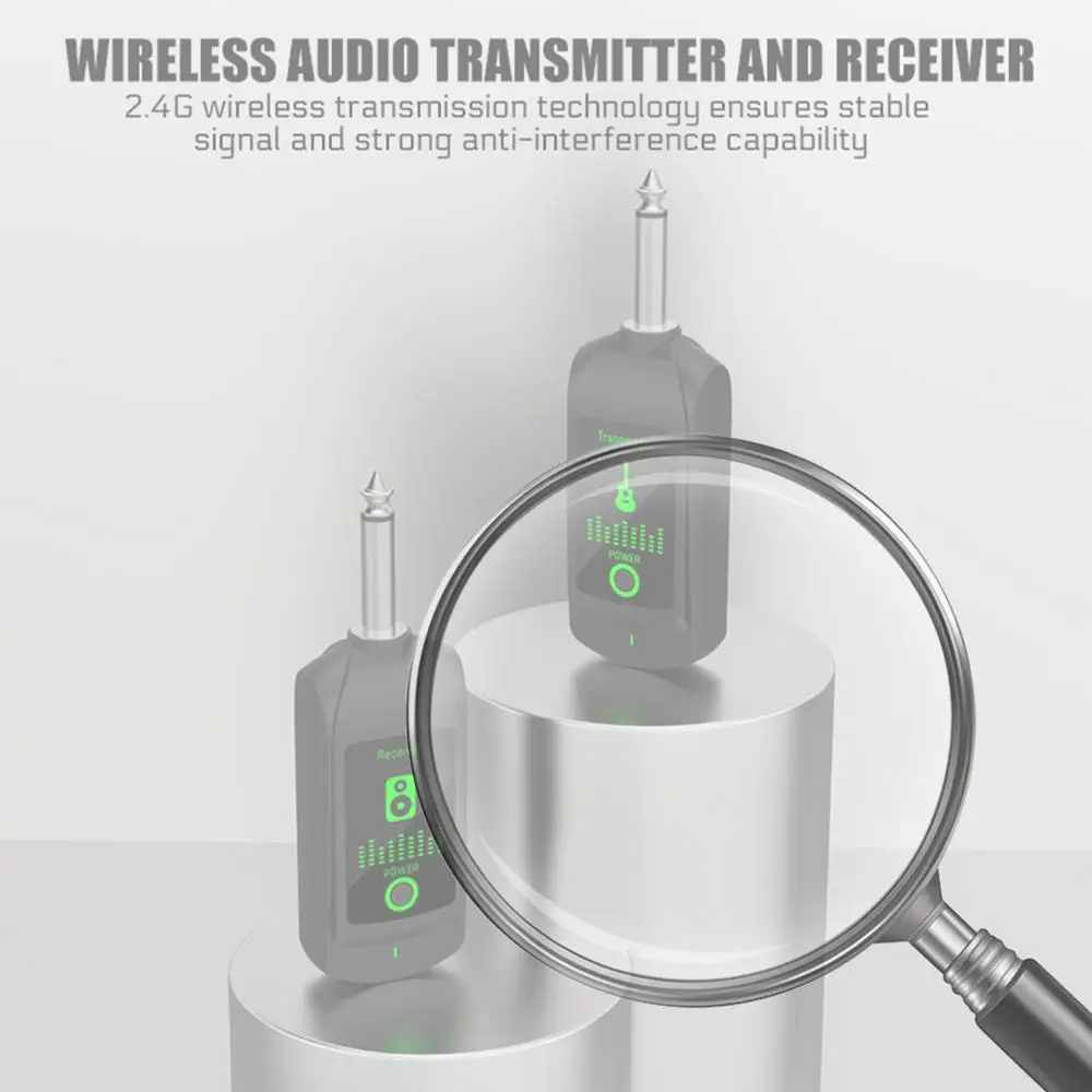 Audio Transmission Pickup 50M Range Rechargeable Audio Transmitter & Receiver for Electric Guitar & Bass Accessories
