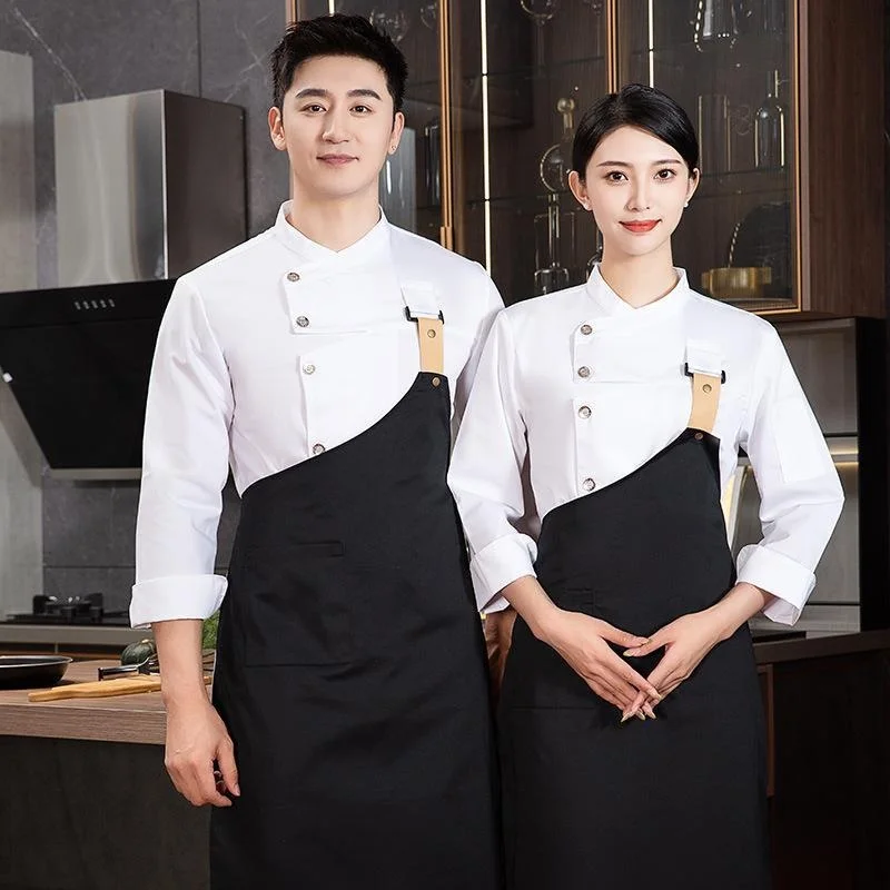مجموعة زي الشيف للرجال والنساء في مطعم الفندق وسترة النادل ومريلة