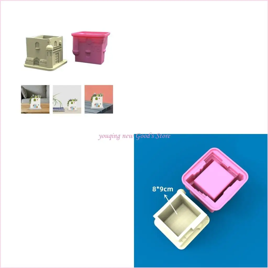 

57QA House Storage Jars Silicone Mold DIY Holder Tool Concrete Casting Mold Plaster Crafts Making Supplies Nonstick