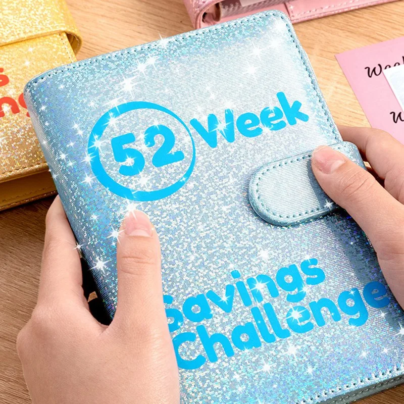 A16R-52 Week Money Saving Challenge Binder, Storage Budget Book Cash Challenge Box Set, With Pouch, Home Emergency Binder