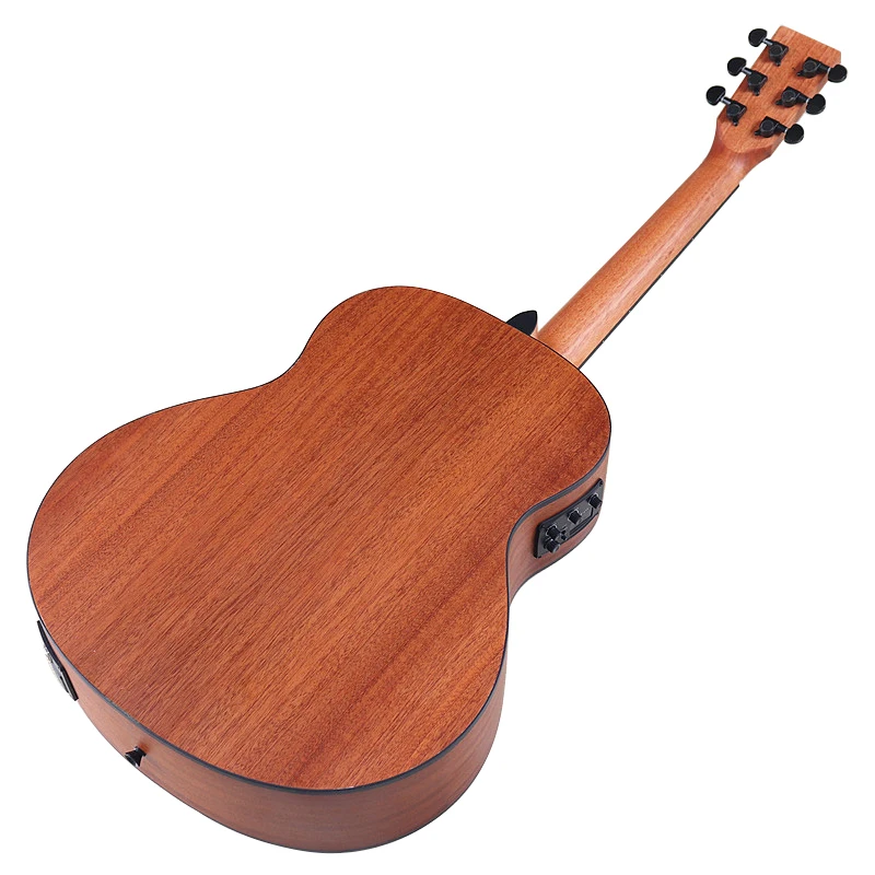 High Glossy Solid Wood Top Guitar with EQ Matte Finish, Electric Folk Guitar Vintage Color 6 Strings