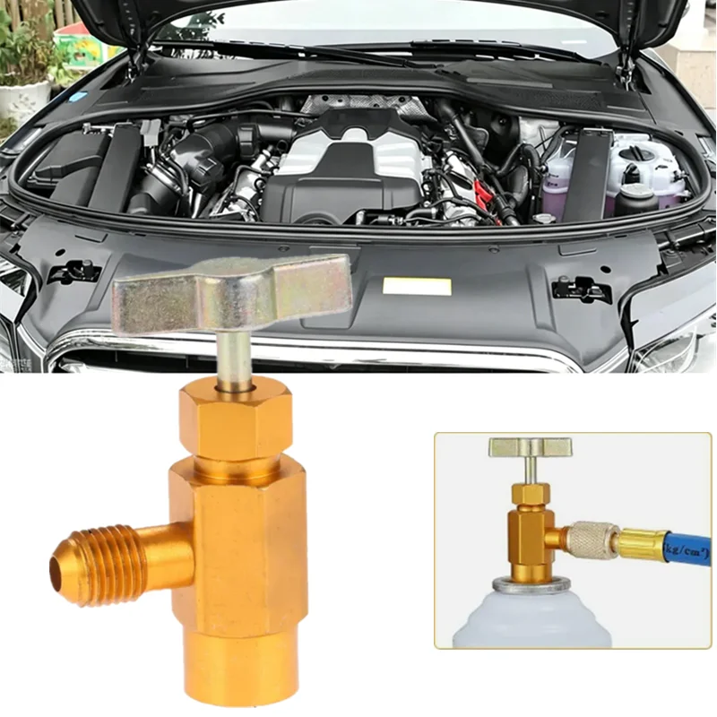 

A/C Brass Refrigerant Tank Adapter Can Tap Dispensing Thread Valve 1/2" ACME Auto R134a Air Conditioner Refrigerant Opener Valve