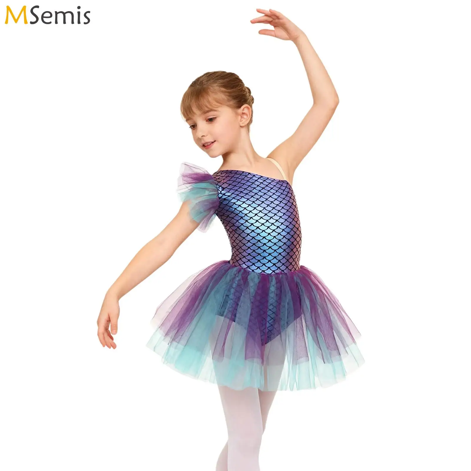 Enfants filles Ballet justaucorps Tutu robe Jersey gymnastique danse Camisole ballerine sirène robe Halloween carnaval Cosplay Costume