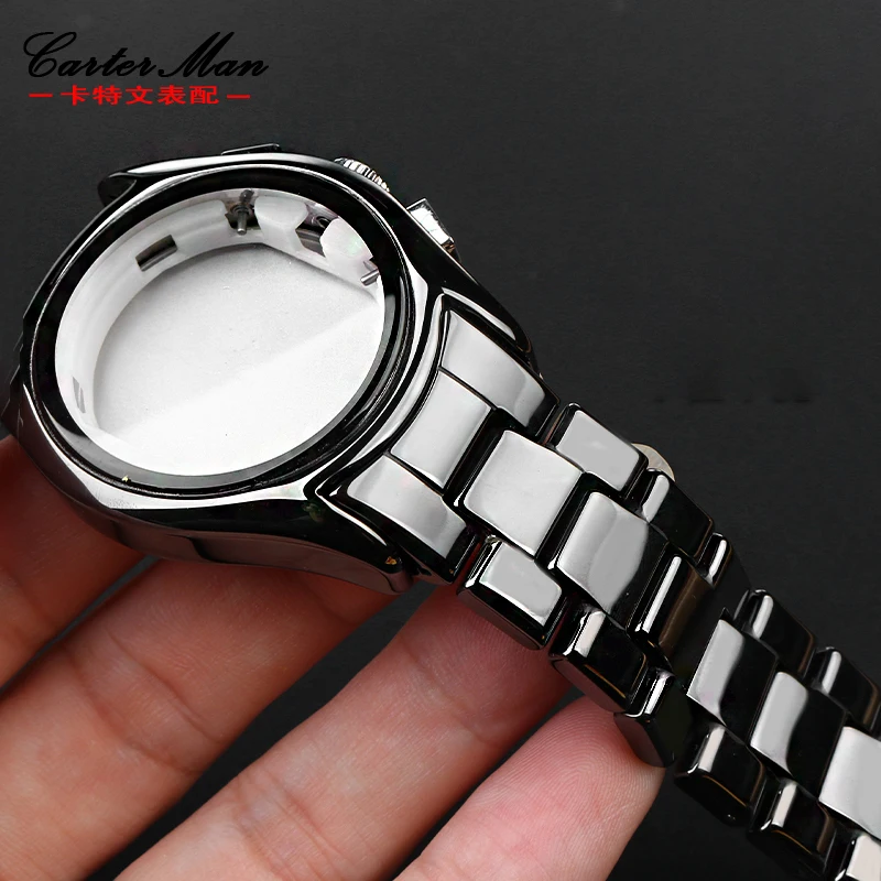 Black ceramic case dial watchband accessory for Armani AR1451 AR1452 AR1400  AR1410 men\'s ceramic bracelet wristband watch strap