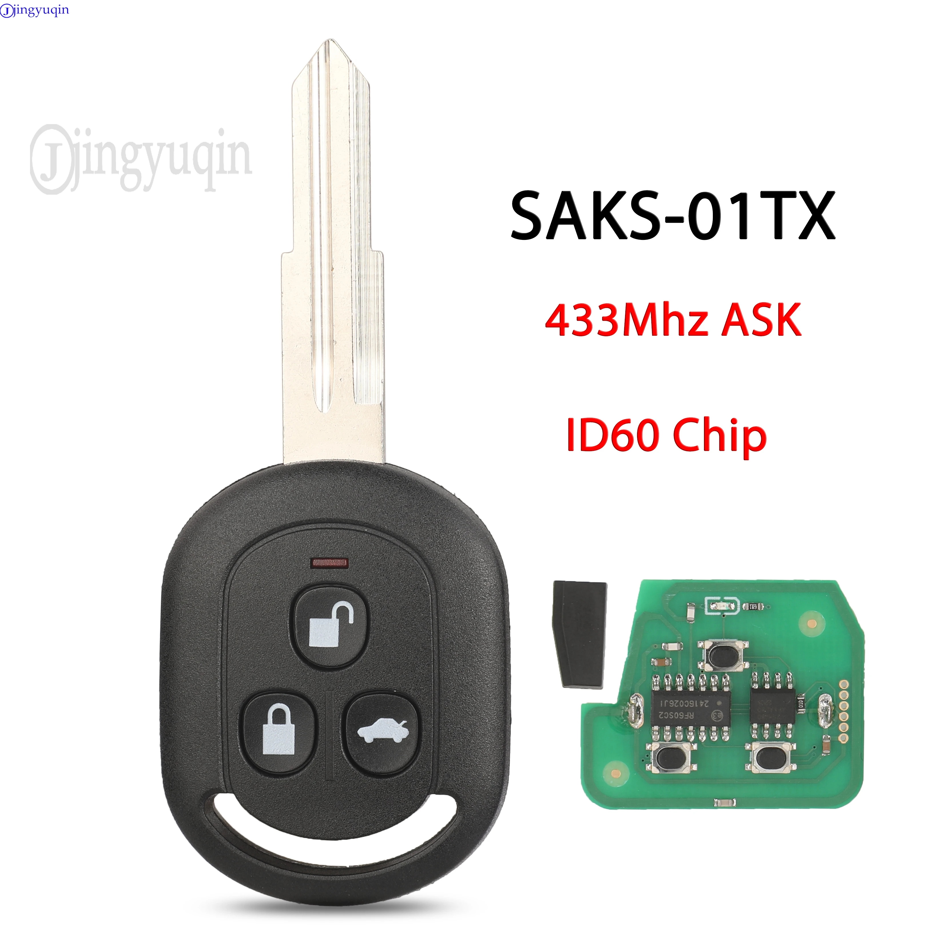 jingyuqin SAKS-01TX Remote Keyless Entry Car Key 433Mhz ASK ID60 Chip For Chevrolet Aveo Daewoo Nubira Optra Aoto Fob Control