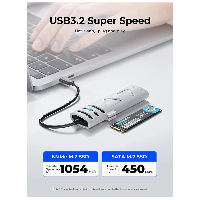 ORICO M.2 Dual Protocol All-In-1 Cable Hard Disk Enclosure Type-C Laptop Desktop Computer External Hard Disk Enclosure