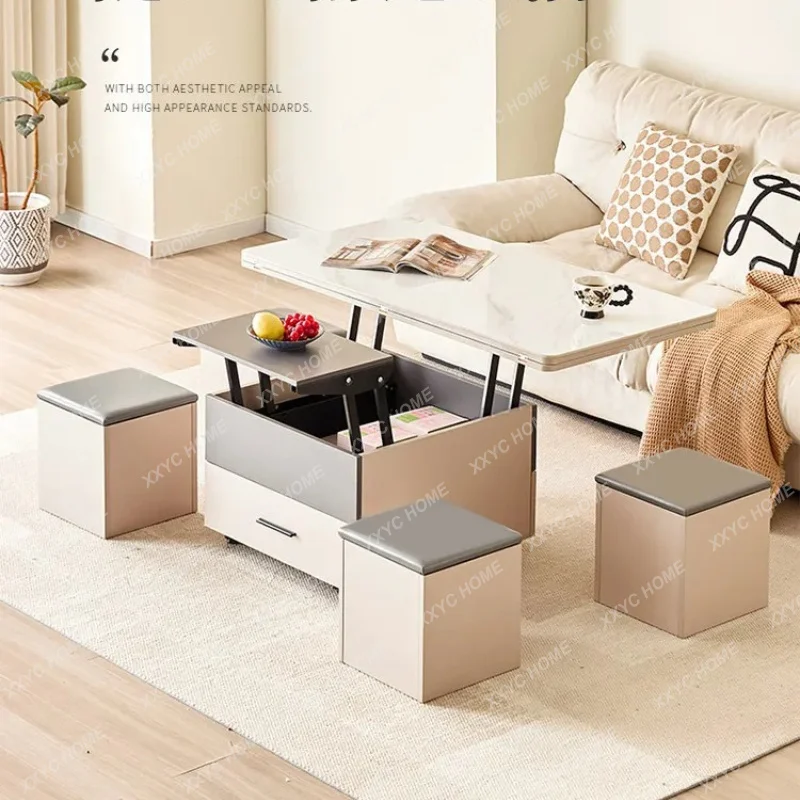 XXDesign Coffee Tables Multifunctional Storage Adjustable Modern Coffee Tables Vintage Japanese Couchtisch Living Room Furniture