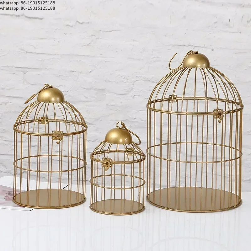 European Retro Iron Flower Stand Bird Cage Balcony Decor Outdoor Decorative Cages for Pet Supplies and House Decoration