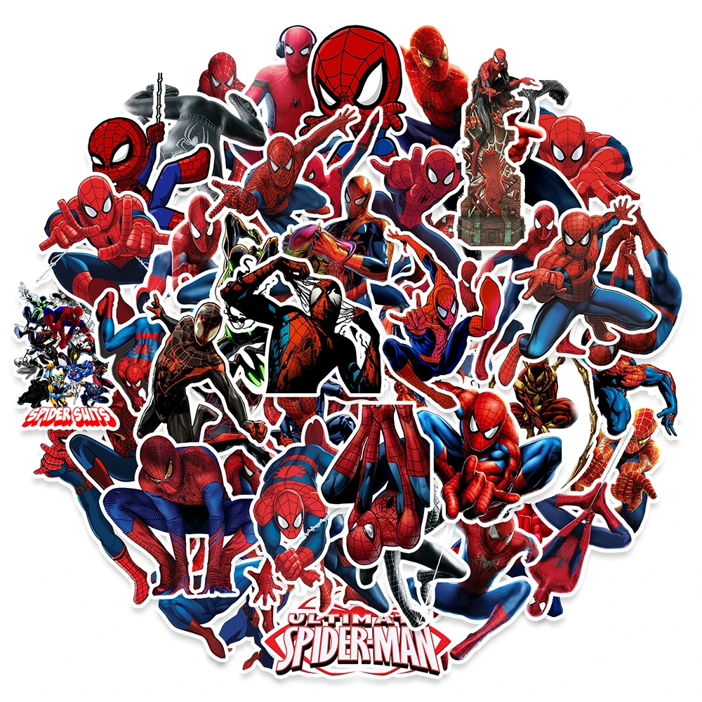 50 Pegatinas de Spider-Man, Superhéroe, para Decorar Guitarra, Laptop, Equipaje, Patineta, Diversión para Niños