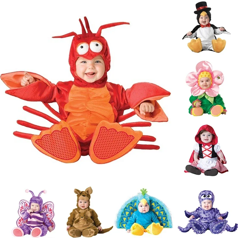 0-3 Years Kids Monkey Elephant Shark Lobster Animals Halloween Party Cosplay Costumes Baby Birthday Photography Role Play Outfit