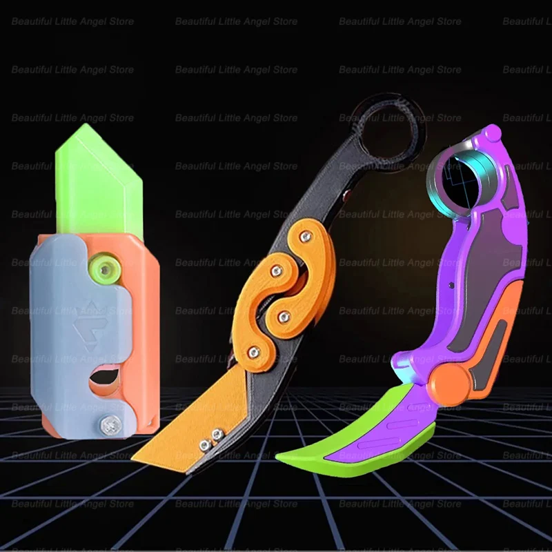 Nowy nóż z pazurami grawitacyjnymi z nadrukiem 3D Zabawka antystresowa Butterfly Fidget Hand Gripper Zabawka sensoryczna Składany nóż z pazurami Rzodkiewka na prezent — zdjęcie 4