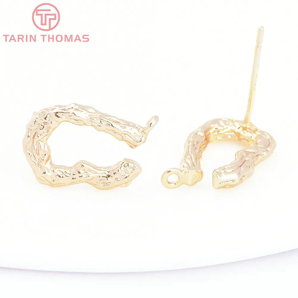 (8084) 6PCS 9.5x13.5MM 24K Gold Color Brass Dried Tree Branch Shaped Stud Earrings High Quality Jewelry Findings Accessories