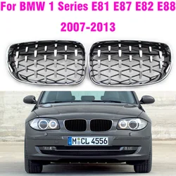 Car Diamond Grills Gloss Black Front Kidney Grille Replacement Racing Parts For BMW 1 Series E81 E82 E87 E88 2007-2013