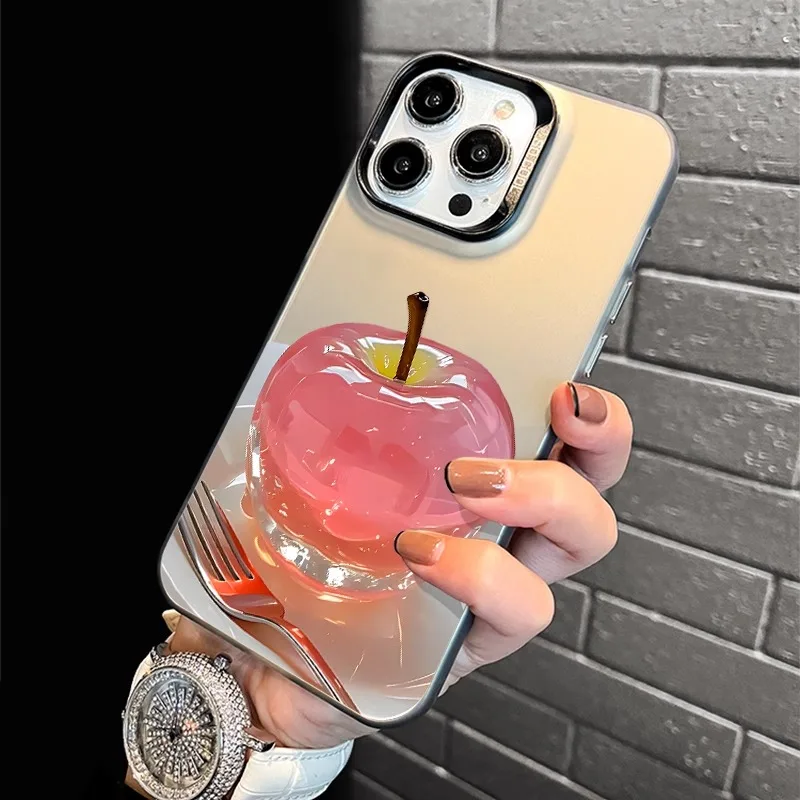 

New minimalist crystal apple design phonecase for iPhone 16 15 14 13 12 11 Pro/ Max/Plus shock-proof rear cover anti-fingerprint