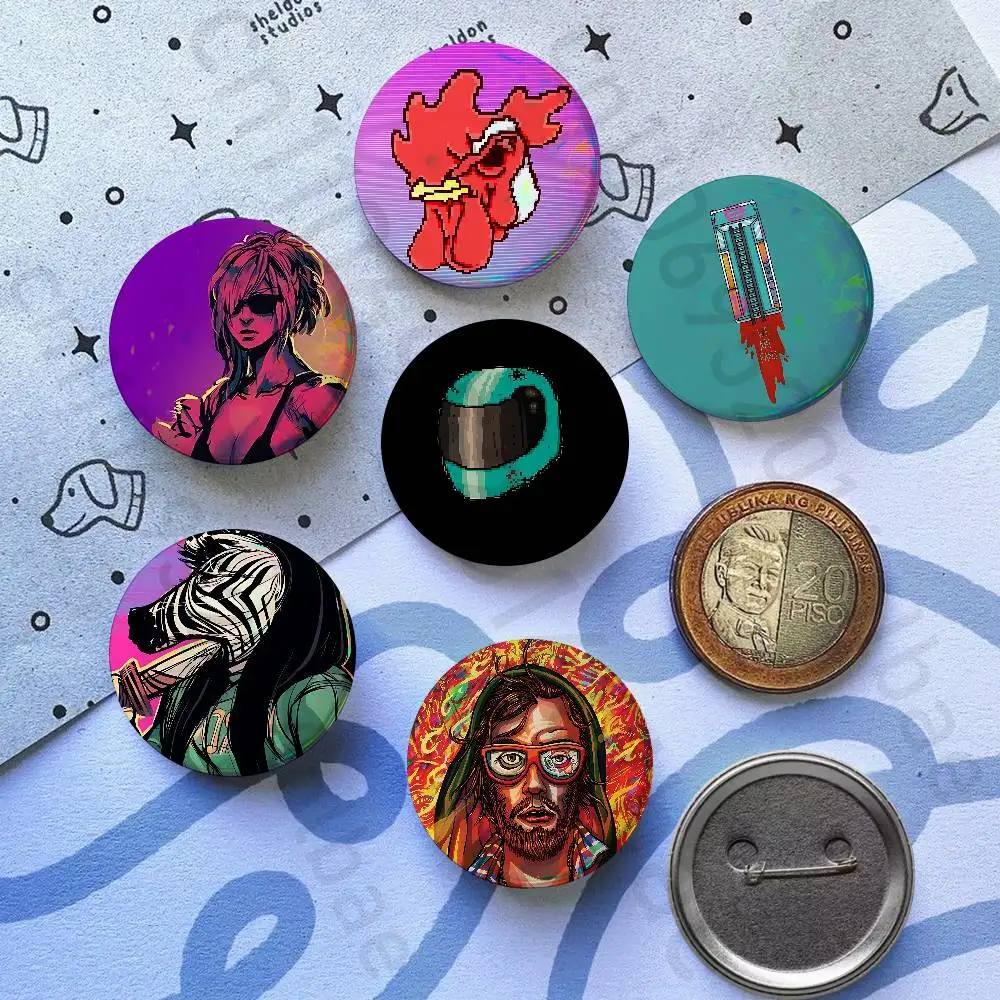 

H-hotline miami 25mm 75mm 44mm 58mm 32m Brooches Badges Pins for Accessories