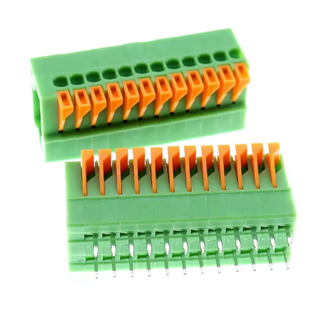 10Pcs 2.54mm Pitch KF141V KF141R Push-in Spring Screwless Terminal Block Straight/Bent Foot 2/3/4/5/6/7/8/9/10P PCB Connector