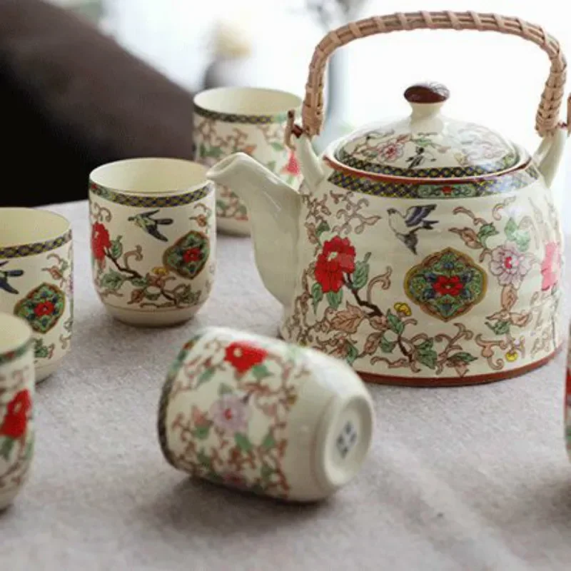 

Fashion Ceramic Tea Set 7pcs (1 Teapot and Six Teacups) High Quality Tea Cup Sets Chinese Porcelain Kungfu Teaware