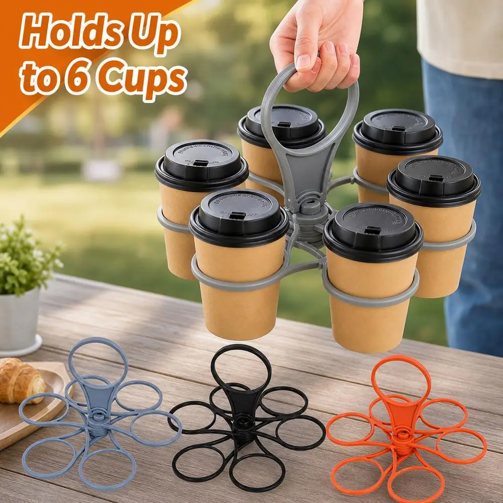 Collapsible Cup Holder with Sturdy Handle Pocket-Sized Portable Beverage Rack for Bars Takeout Coffee & Beer Cups Access