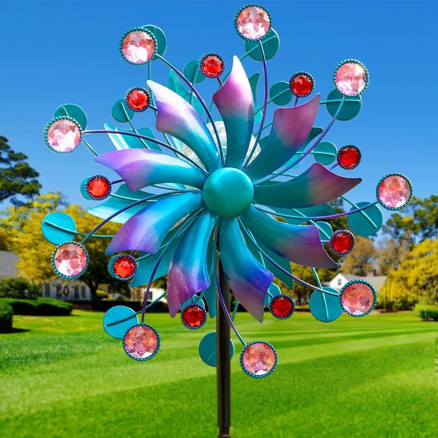 

Solar Wind Spinners for Yard and Garden-60.6 Inch 360° Metal Wind Sculptures Outdoor Clearance Kinetic Windmills with Multi Col