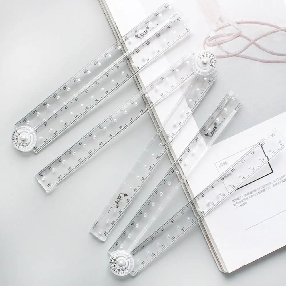 Stationery Measuring Tools Adjustable Angle Measurement Ruler Clear Folding Ruler Design Drawing Ruler Geometry Measuring Ruler