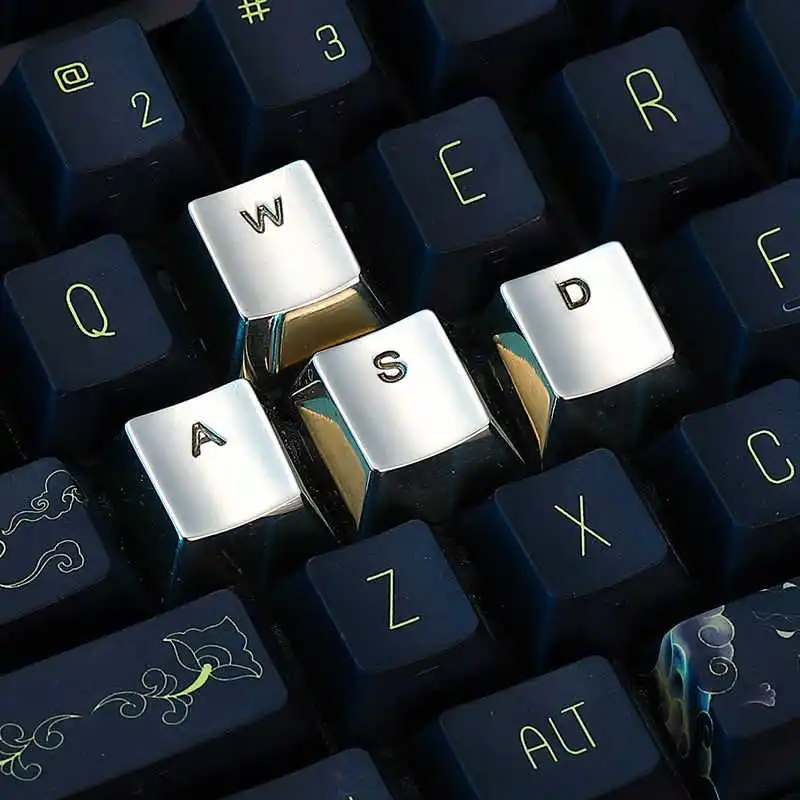 WASD Pure Copper Retro Keycaps OEM Profile Custom Artisan KeyCaps MX Switches for Mechanical Keyboard Gamer Accessories