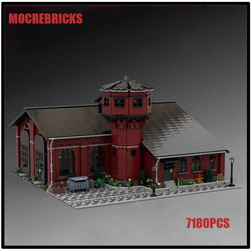 

Classic City Retro Train MOC Building Blocks Series A Historical Locomotive Shed Children's Creative Puzzle Toys Christmas Gifts