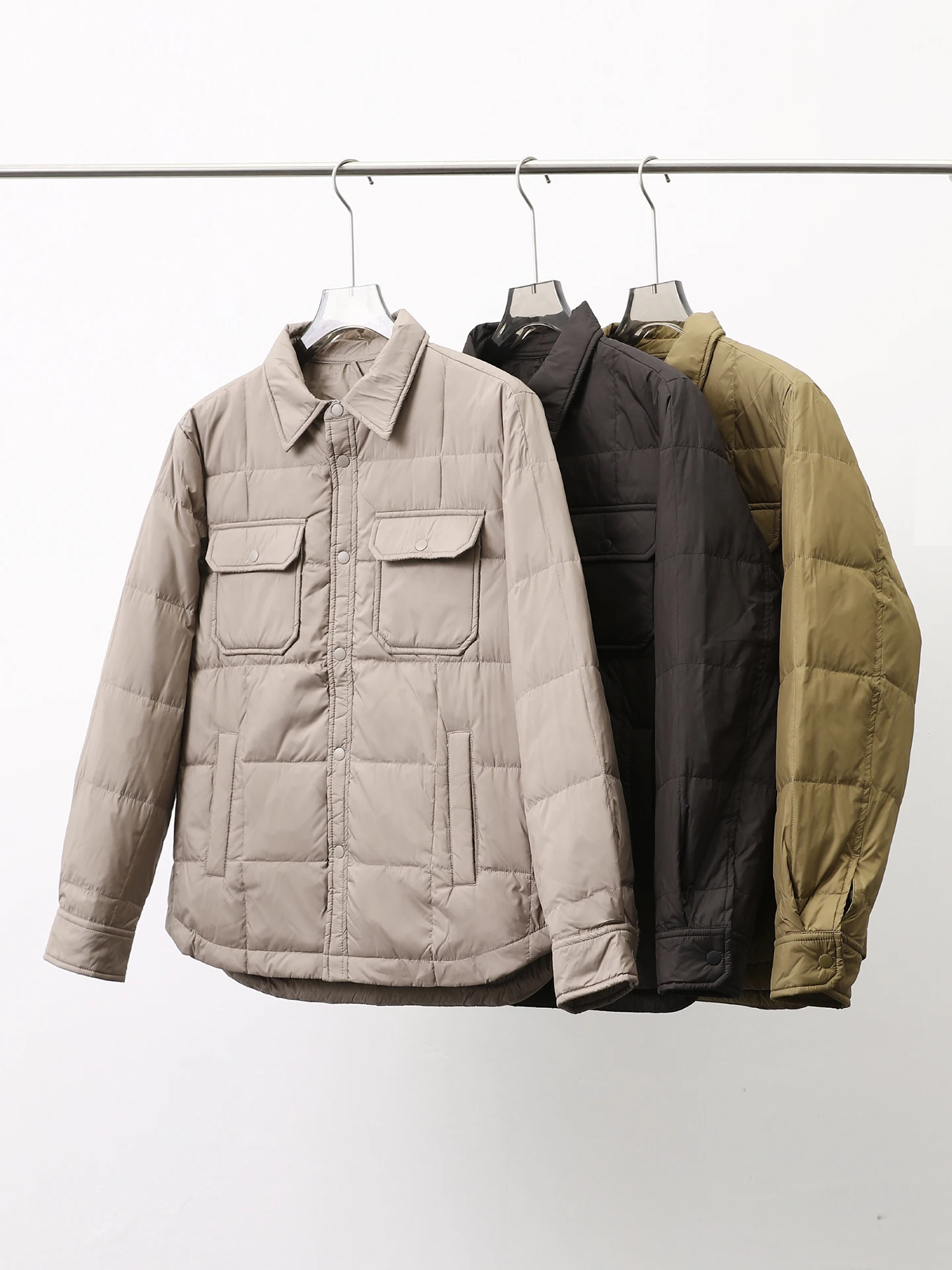 

Men's Lightweight down Jaet Faionable Color Collar 90 White Du Feather Coat Busin Sle ort Length Button Cl...